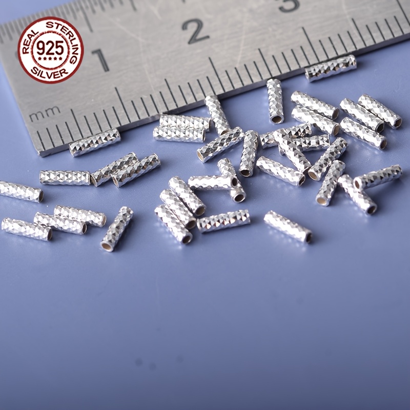 30pcs Hypoallergenic S925 Sterling Silver Micro Slim Tube Beads